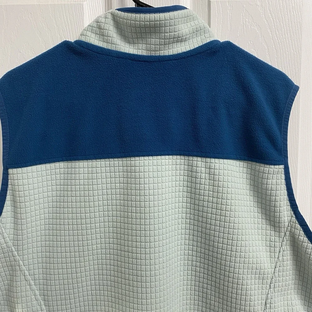 Lands' End Teal& Light Blue‎ Fleece Sleeveless Women's Full Zip Vest Sz.1X